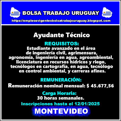 Ayudante Técnico - Montevideo Ayudante Técnico - Montevideo