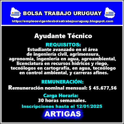 Ayudante Técnico - Regional Artigas Ayudante Técnico - Regional Artigas