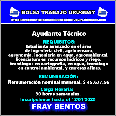 Ayudante Técnico - Regional de Fray Bentos Ayudante Técnico - Regional de Fray Bentos