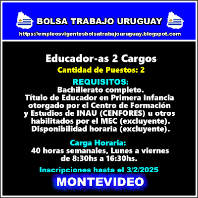 Educador-as 2 Cargos Educador-as 2 Cargos