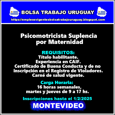 Psicomotricista Suplencia por Maternidad Psicomotricista Suplencia por Maternidad