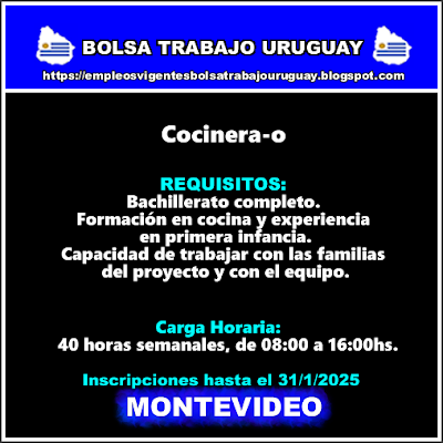 Cocinera-o(40 horas semanales) Cocinera-o(40 horas semanales)