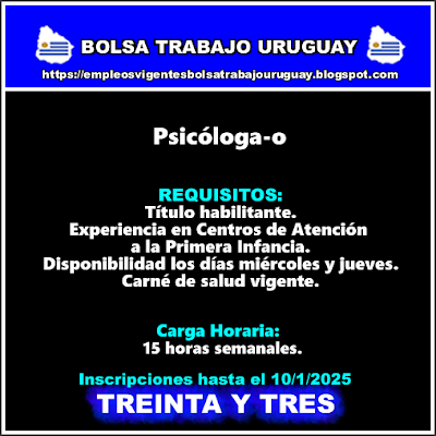 Psicóloga-o (Treinta y Tres) Psicóloga-o (Treinta y Tres)