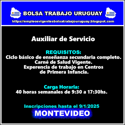 Auxiliar de Servicio(Ciudad Vieja) Auxiliar de Servicio(Ciudad Vieja)