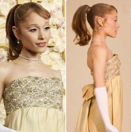 Golden globes 2025 red carpet maquillaje peinados makeup hair zendaya Ariana grande Selena gomez