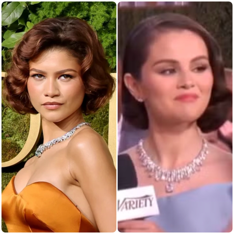 Golden globes 2025 red carpet maquillaje peinados makeup hair zendaya Ariana grande Selena gomez