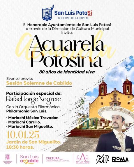 San Luis Potosí celebrará el 80 aniversario de «Acuarela Potosina» con homenaje solemne y evento artístico