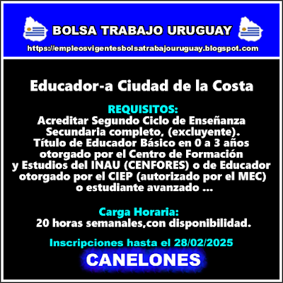 Educador-a Ciudad de la Costa Educador-a Ciudad de la Costa