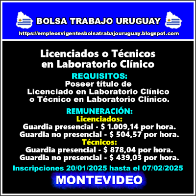 Licenciados o Técnicos en Laboratorio Clínico Licenciados o Técnicos en Laboratorio Clínico