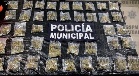 Detienen a  repartidor de comida con posesión de 40 dosis de enervantes en Soledad de Graciano Sánchez