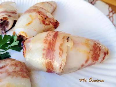 CHIPIRONES RELLENOS CON SUS PATAS ENCEBOLLADAS Y PAPADA IBÉRICA DE DEHESA DE LOS MONTEROS.