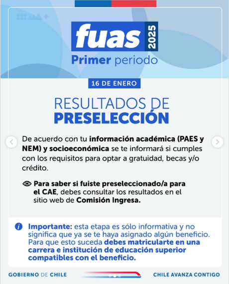 Este jueves 16 de enero se publican los resultados de preselección para quienes postularon en el primer periodo.