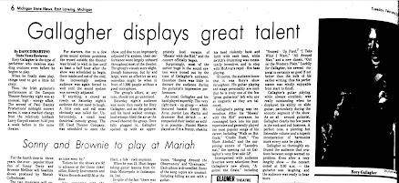 31/01/1976 Gallagher despliega un gran talento. (Universidad de Michigan). 31/01/1976 Gallagher despliega un gran talento. (Universidad de Michigan).
