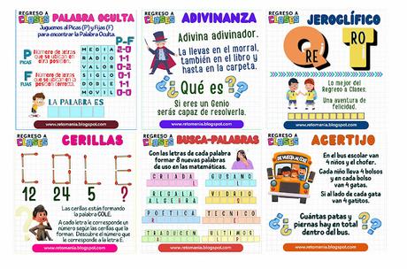 De Vuelta a Clases. Volver al Cole, De Vuelta al Cole, Acertijos, Acertijos matemáticos, Acertijos visuales, Desafíos matemáticos, Retos matemáticos, Problemas matemáticos, Retos mentales, Retos virales, Matemáticas Recreativa, Didáctica de la matemática, MateRecreativa, Jeroglíficos, Cerillas, Palabra Oculta, BuscaPalabas, Acertijos, Adivinanzas