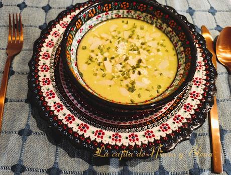 Crema de calabacín con queso feta