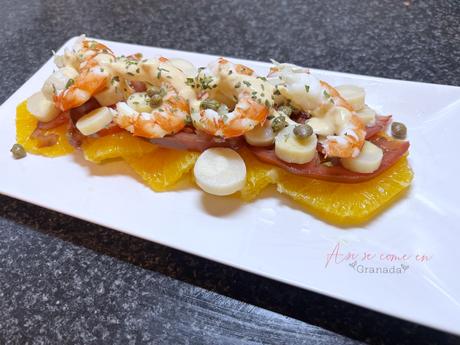 Ensalada de palmitos y gambas Ensalada de palmitos y gambas