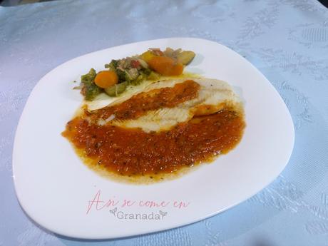 Filetes de pescado en salsa mallorquina Filetes de pescado en salsa mallorquina