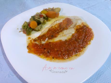 Filetes de pescado en salsa mallorquina Filetes de pescado en salsa mallorquina