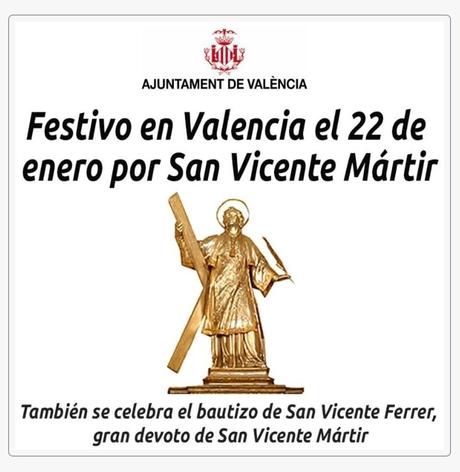 ~Festivo, San Vicente Mártir.