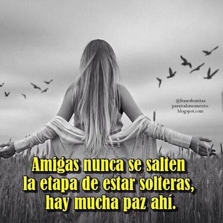 Amigas nunca se salten la etapa de estar solteras, hay mucha paz ahí.