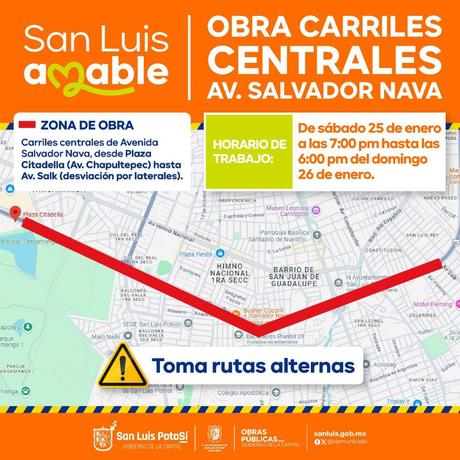 Intensifican trabajos de rehabilitación en avenida Salvador Nava este fin de semana Intensifican trabajos de rehabilitación en avenida Salvador Nava este fin de semana