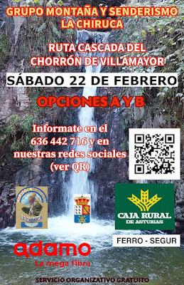SÁBADO 22 DE FEBRERO , RUTA DE LA CASCADA DEL CHORRÓN