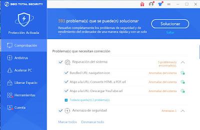360 Total Security Free Antivirus para windows, acelera tu equipo con una protección sin limites
