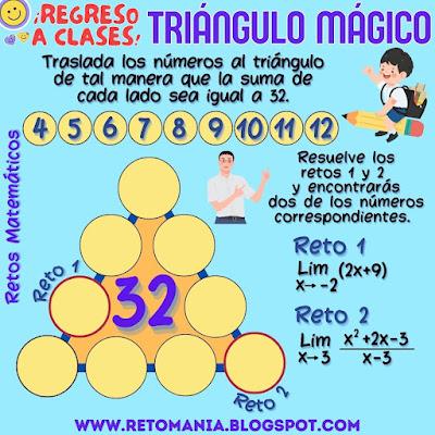 TRIÁNGULO MÁGICO De Regreso a Clases, De Vuelta al Cole, Volver al Cole, Volver a Clases, Desafíos matemáticos, Retos matemáticos, Problemas matemáticos, MateRecreativa, Matemática Recreativa, Triángulos Mágicos, Pasatiempo, Retos visuales, Retos mentales, Retos Virales, Solo para Genios