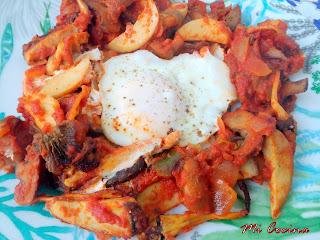 SETAS CON PISTO Y HUEVO