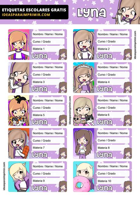 [+10] Etiquetas escolares de LYNA VALLEJOS GRATIS para editar e imprimir!