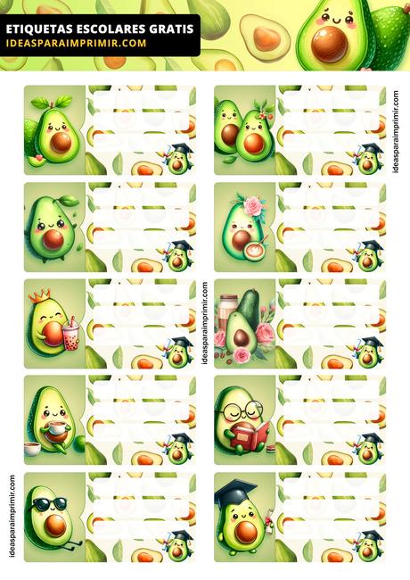 [+10] Etiquetas escolares de PALTA / AGUACATE / AVOCADO GRATIS para editar e imprimir!