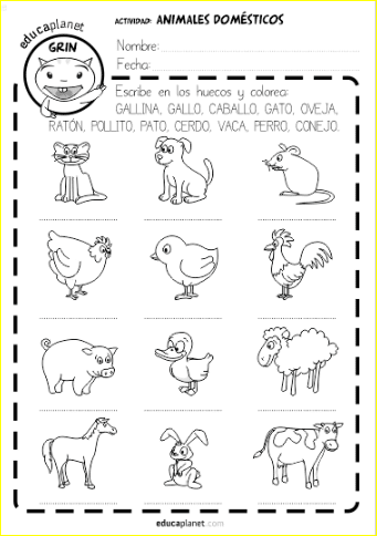 Los animales domésticos, juego de Pipo. Dibujos y puzzles para imprimir. Los animales domésticos, juego de Pipo. Dibujos y puzzles para imprimir.