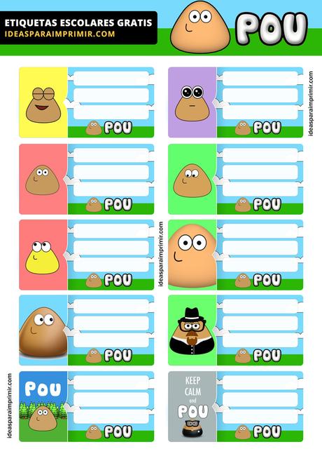 [+10] Etiquetas escolares de POU GRATIS para editar e imprimir!