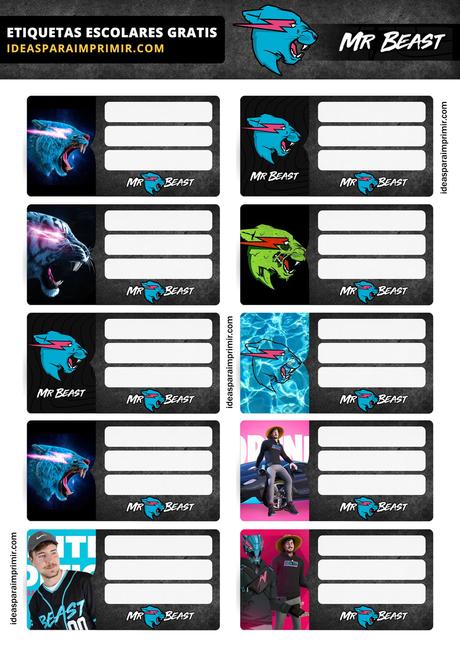 [+10] Etiquetas escolares de MR. BEAST GRATIS para editar e imprimir!
