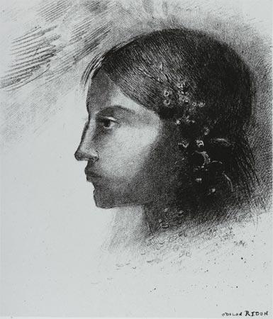 Odilon Redon 'En mi sueño, vi en el cielo un rostro misterioso', 1885. Litografía sobre papel.