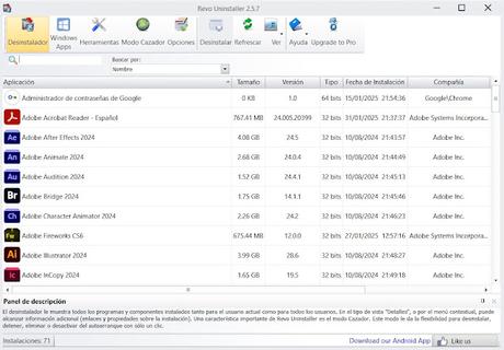 Revo Uninstaller Free 2025 para windows, desinstala tus programas por completo desde la raíz