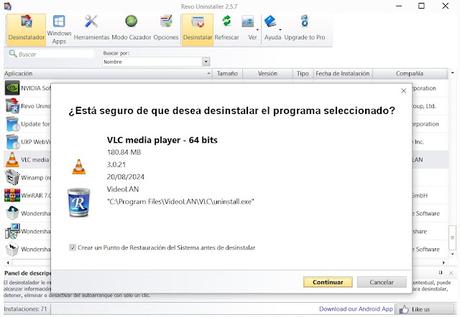 Revo Uninstaller Free 2025 para windows, desinstala tus programas por completo desde la raíz
