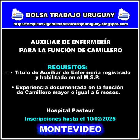 AUXILIAR DE ENFERMERÍA PARA LA FUNCIÓN DE CAMILLERO AUXILIAR DE ENFERMERÍA PARA LA FUNCIÓN DE CAMILLERO