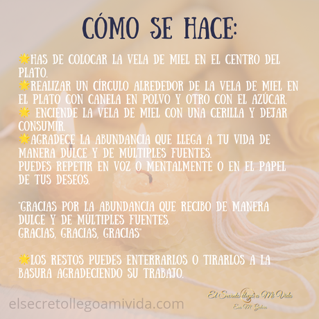 ☀️Ritual Abundancia Vela de Miel, Canela y Azúcar