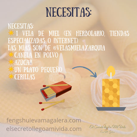 ☀️Ritual Abundancia Vela de Miel, Canela y Azúcar