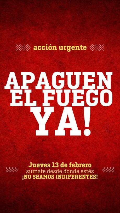 “¡Apaguen el fuego ya!”: actividades en todo el país para mañana