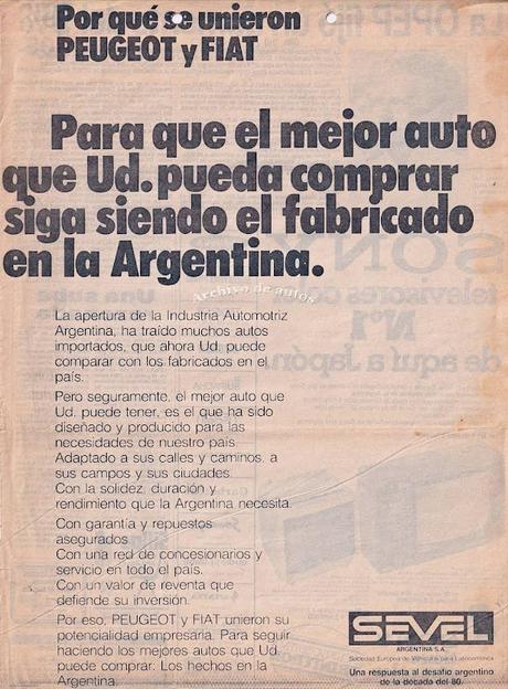 La fusión de Fiat y Peugeot en Argentina en el año 1980