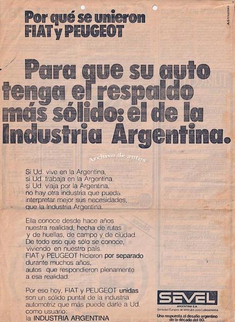 La fusión de Fiat y Peugeot en Argentina en el año 1980