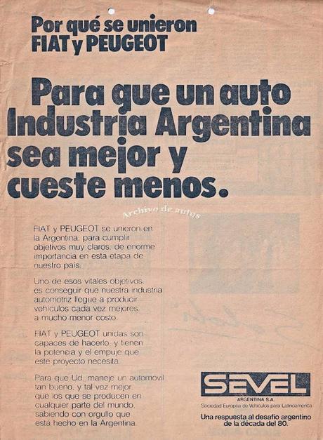 La fusión de Fiat y Peugeot en Argentina en el año 1980