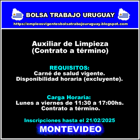 Auxiliar de Limpieza(Contrato a término) Auxiliar de Limpieza(Contrato a término)