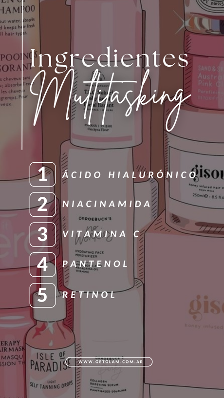 Ingredientes cuidado de la piel skincare ácido hialurónico retinol vitamina C pantenol niacinamida para qué sirve rutina cuidado piel simple rápido cosmética eficiente