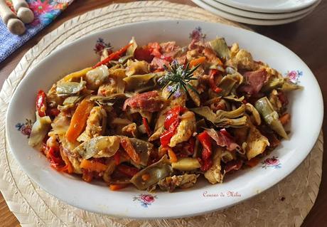 Salteado de pollo y verduras