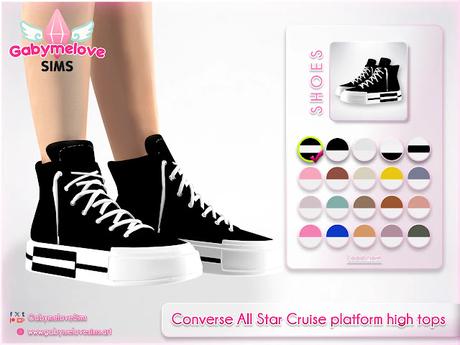 Sims 4 CC | Shoes: Converse All Star Cruise platform high tops for women | Gabymelove Sims | download, descargar, curseforge, patreon, blog, gratis, free, mod, mods, contenido, personalizado, custom, content, sneakers, zapatos, zapatillas, chuck taylor, plataforma, alta, corte, alto, high, cut, mujer, mujeres, female, young, adult