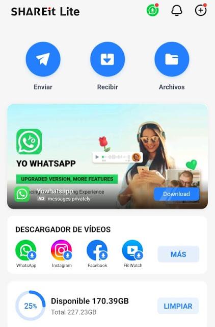 SHAREit Lite para android, transfiere y comparte tus archivos de una manera más rápida