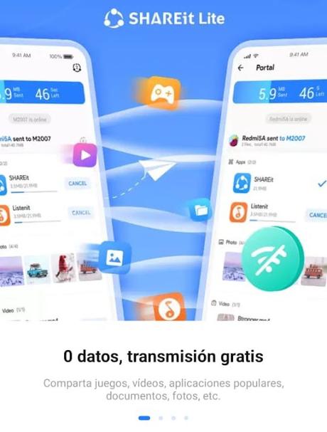 SHAREit Lite para android, transfiere y comparte tus archivos de una manera más rápida